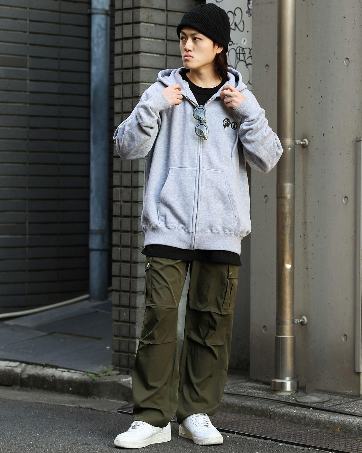 ネスタ ブランド] JAPAN加工 ダブルアイコン ジップパーカー メンズ